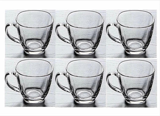 ISP Glass Tea and Coffee Cup Set-6 Pieces, Transparent, 190 ml Glass Coffee Mug  (190 ml)